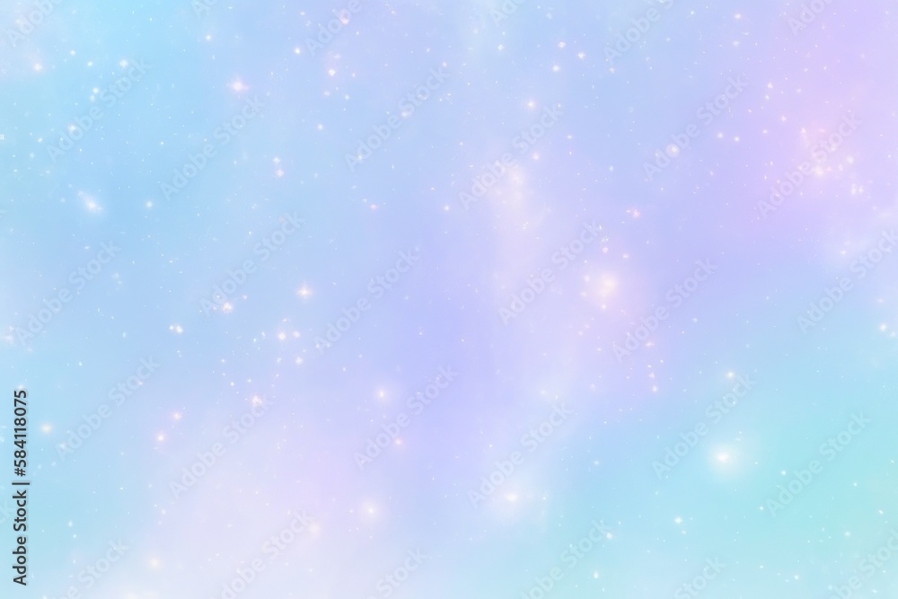 milky galaxy with stars and sparkles on light blue background