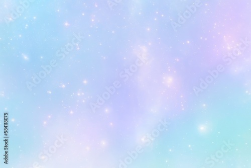 milky galaxy with stars and sparkles on light blue background