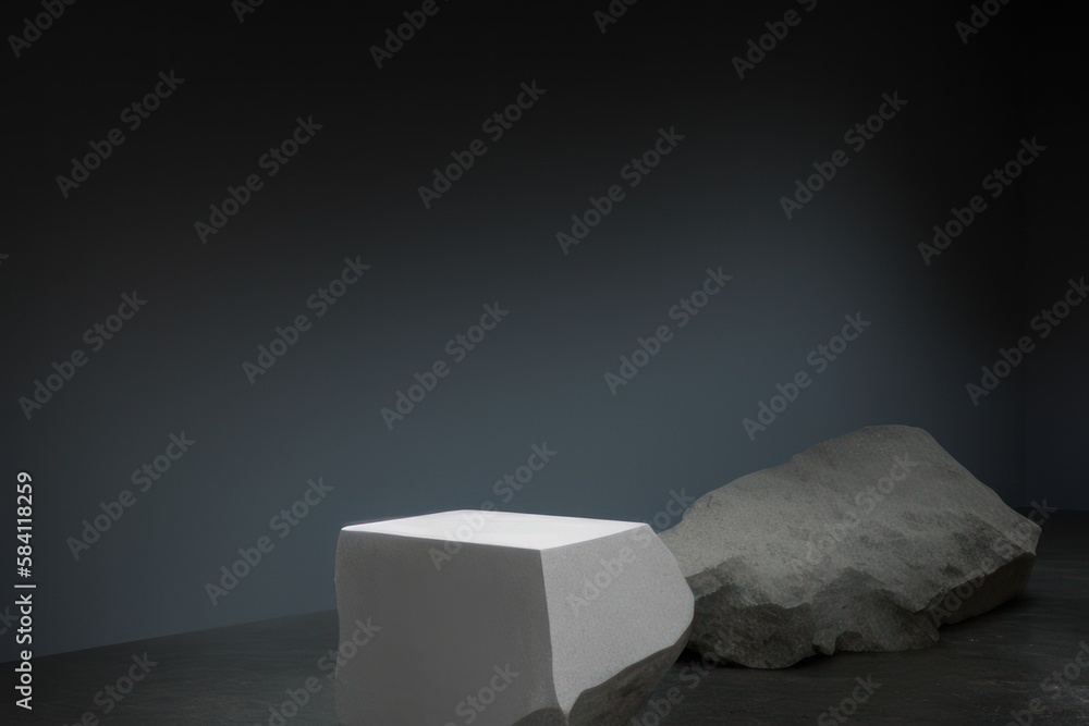 3d rendered white pedestal on dark background with spotlight, podium for product, stage 3d rendered white pedestal on dark background with spotlight, podium for product, stage