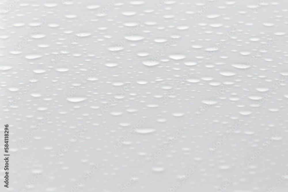 small water drop on the white backdrop, minimalistic design backdrop with copy space small water drop on the white backdrop, minimalistic design backdrop with copy space