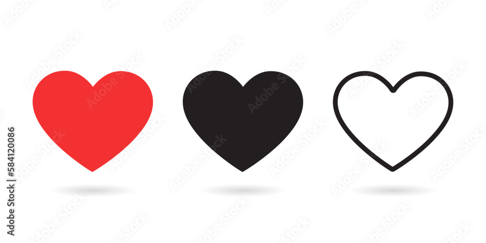 Set of Heart illustration, Love symbol icon set, love symbol vector.