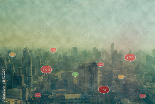 Photography Fog or haze combined with smoke and other atmospheric pollutants in the city from PM 2