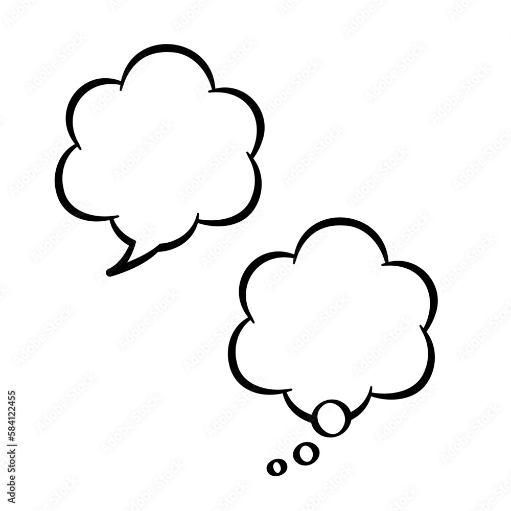 シンプルなモコモコした雲形の吹き出しセット シンプルなモコモコした雲形の吹き出しセット