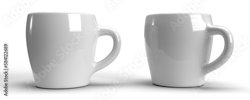 2 simple ceramic coffee mugs. Mockup / transparent and high resolution - ideal for text, logo or image.