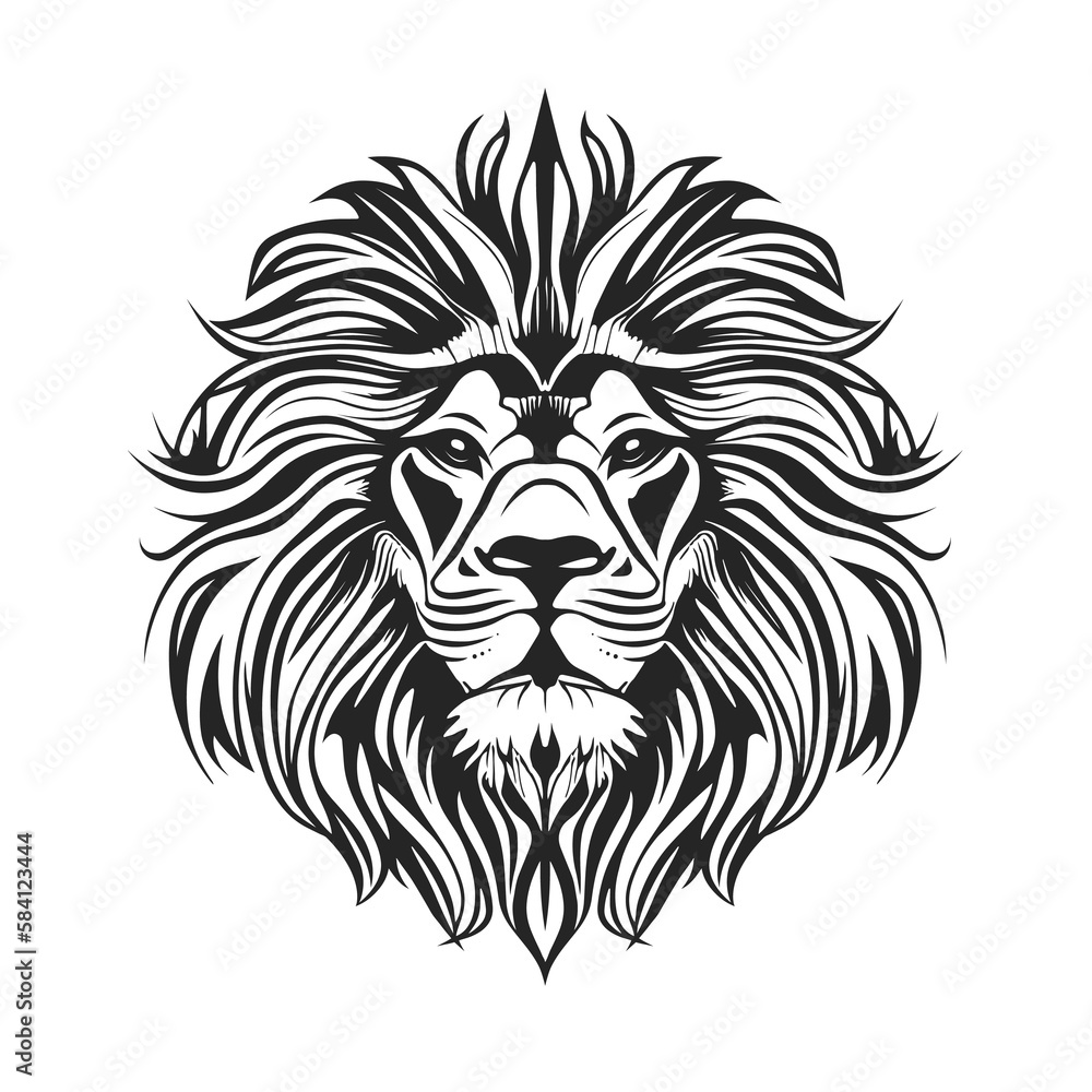 Lion head design isolated on transparent background. Wild Animals.