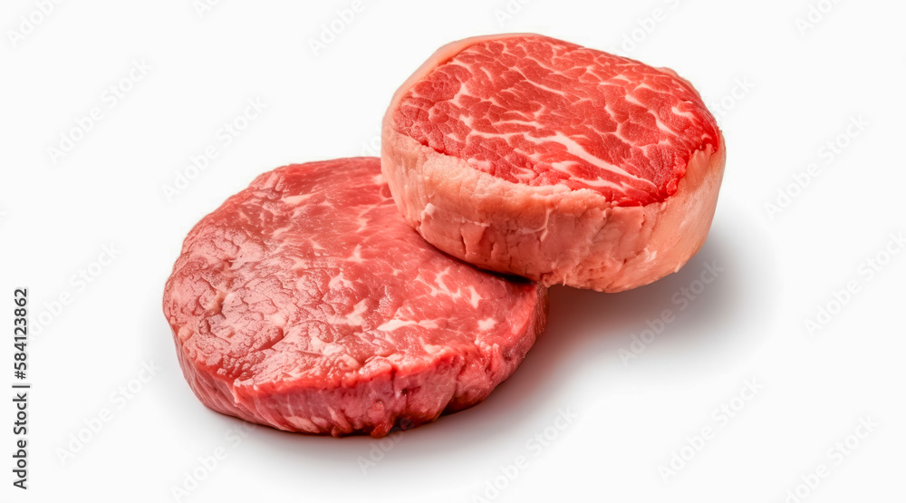fresh raw beef steak isolated on white background. Generative AI fresh raw beef steak isolated on white background. Generative AI