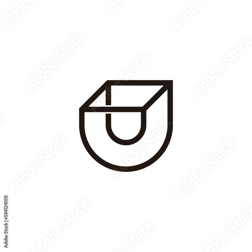 letter u dimensional simple logo vector