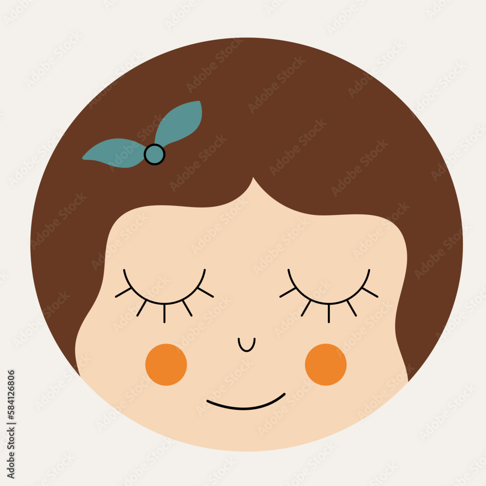 Feminine look, abstract personage, mascot design, funny face, cute icon. Feminine look, abstract personage, mascot design, funny face, cute icon.