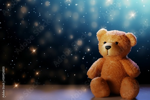 teddy bear on the night. IA generative