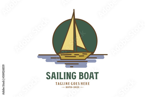 Simple Minimalist Sailing Boat for Ocean Nautical Logo