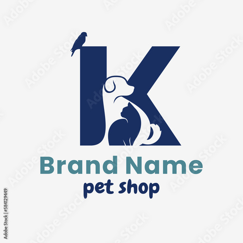 Initial Letter K Pets Logo Design