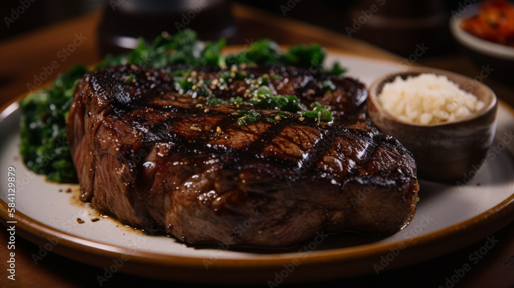 Ribeye grain steak meal delicious by Ai Generated. Ribeye grain steak meal delicious by Ai Generated.