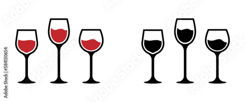 Wine glass vector icons set