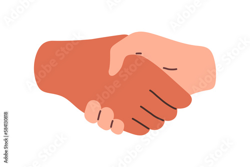 Reconciliation concept. Cupid couple reconciles, shaking hands. Restore love. Abstract vector illustration flat design.