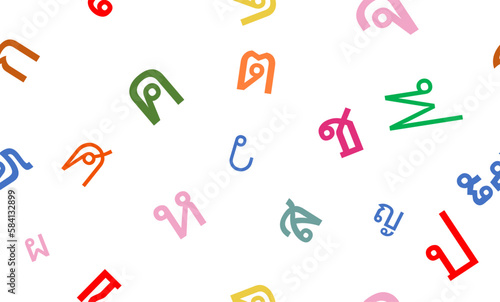 colorful Thai letter repeat seamless pattern, replete image design for fabric printing 