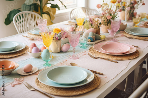 Easter spring table dinner place setting, 