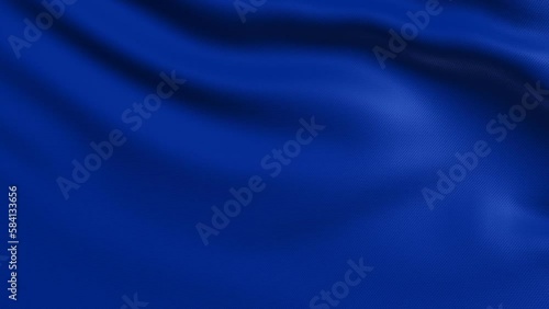 Blue Flag Cloth 4K. Realistic Loop Waving with Highly Detailed Fabric.