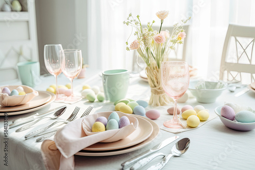 Easter spring table dinner place setting, 