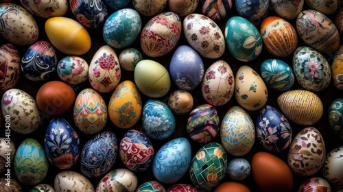 Colorful Easter eggs wallpaper banner background, 