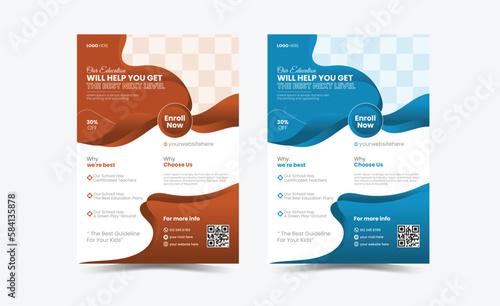 School flyer design, kids education flyer, college admission leaflet brochure design