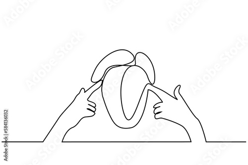 smart confident person finds new idea shows his mind