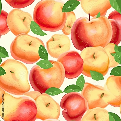 seamless collage set of apples , ai generated