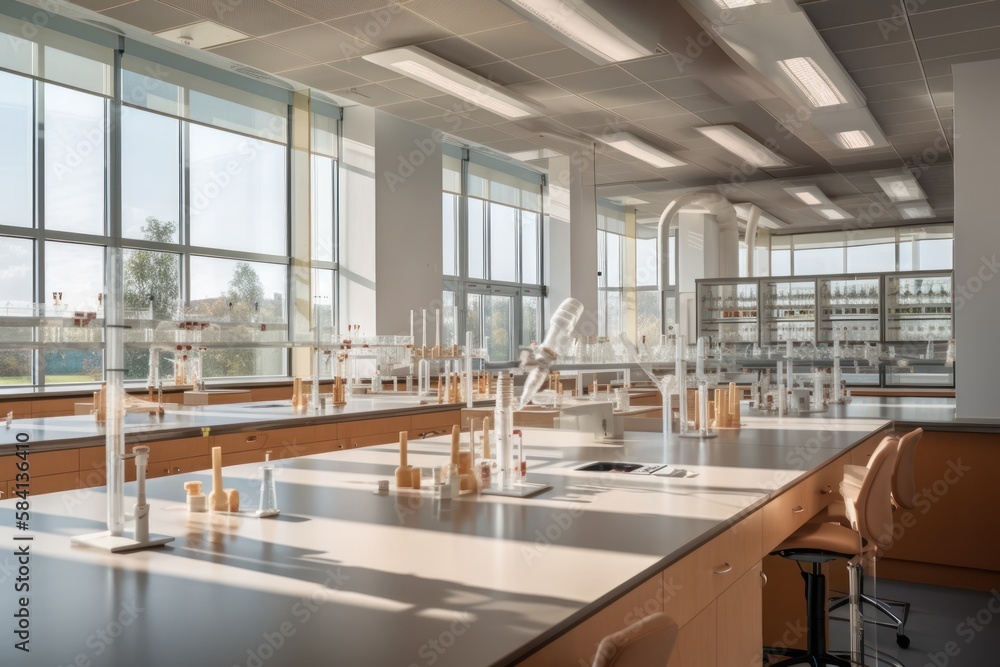 Interior of a modern laboratory. Science lab for Chemistry tests