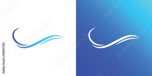 Professional wave icon logo design template on white and blue background