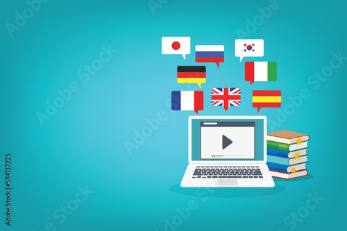 Online Foreign Language Courses. Distance learning foreign languages concept