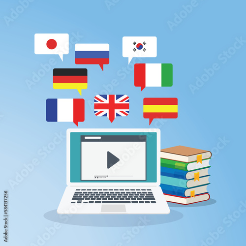 Online Foreign Language Courses. Distance learning foreign languages concept