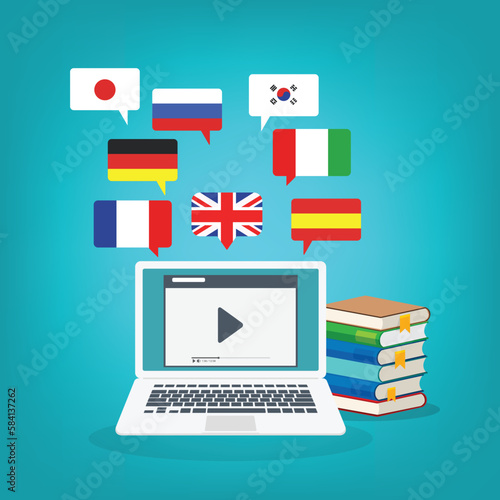 Online Foreign Language Courses. Distance learning foreign languages concept