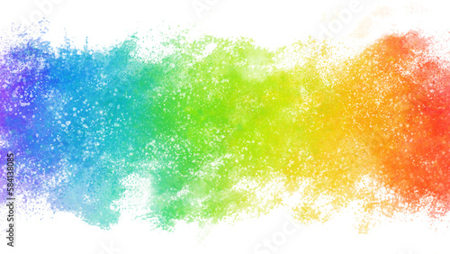 カラフルな水彩の筆の跡。飛沫、帯