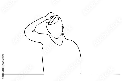 thoughtful stressed person portrait line art