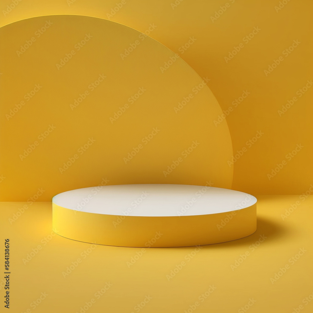 Yellow minimalist display podium background template. Generative AI. Yellow minimalist display podium background template. Generative AI.