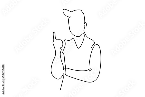 smart confident person finds new idea shows his mind