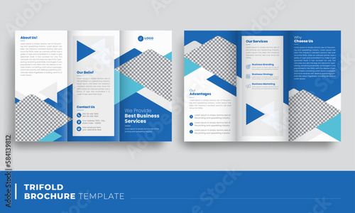 Business trifold Brochure template design, Set of Modern Abstract minimal corporate business trifold threefold foldable brochure leaflet flyer template design
