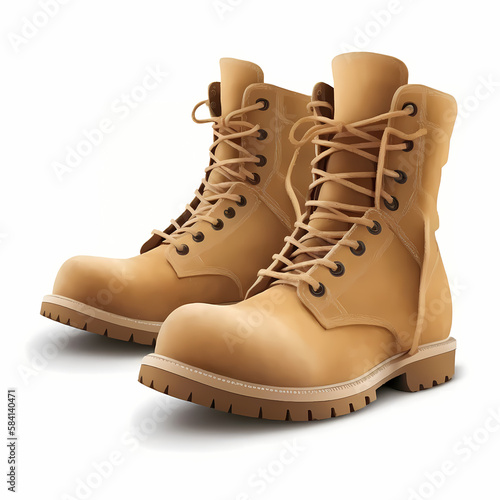 Boots Isolated On White. Generative AI