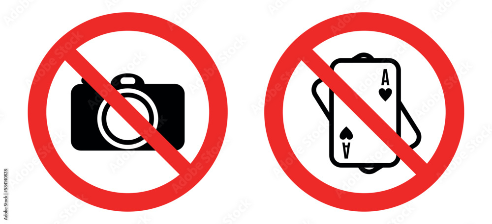 vector image set of 2 forbidden icons with red lines vector image set of 2 forbidden icons with red lines