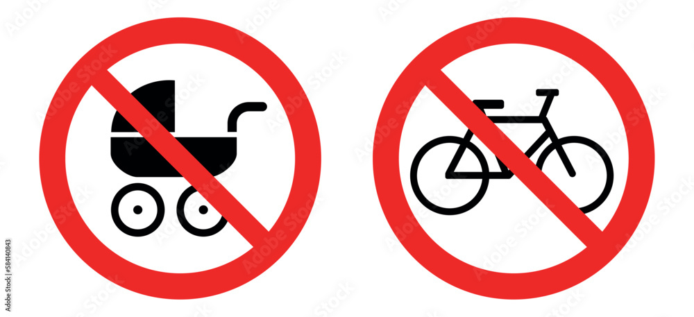 vector image set of 2 forbidden icons with red lines vector image set of 2 forbidden icons with red lines