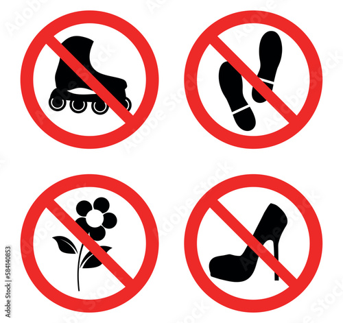 vector image set of 2 forbidden icons with red lines