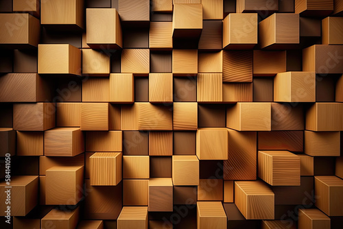 wooden blocks (cubic) side by side background. Generative AI