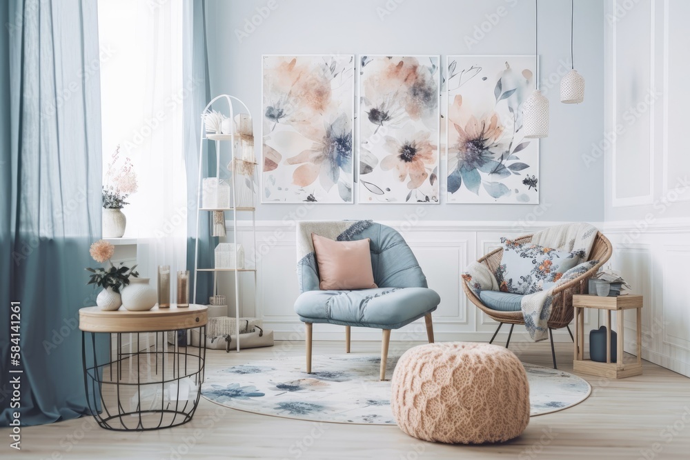 Obraz premium Floral room decor. Generative AI