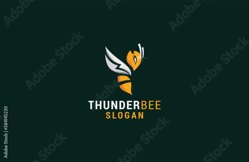 Thunder bee logo icon design template. vector luxury
