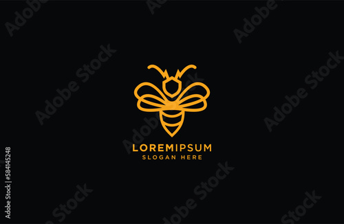 Thunder bee logo icon design template. vector luxury
