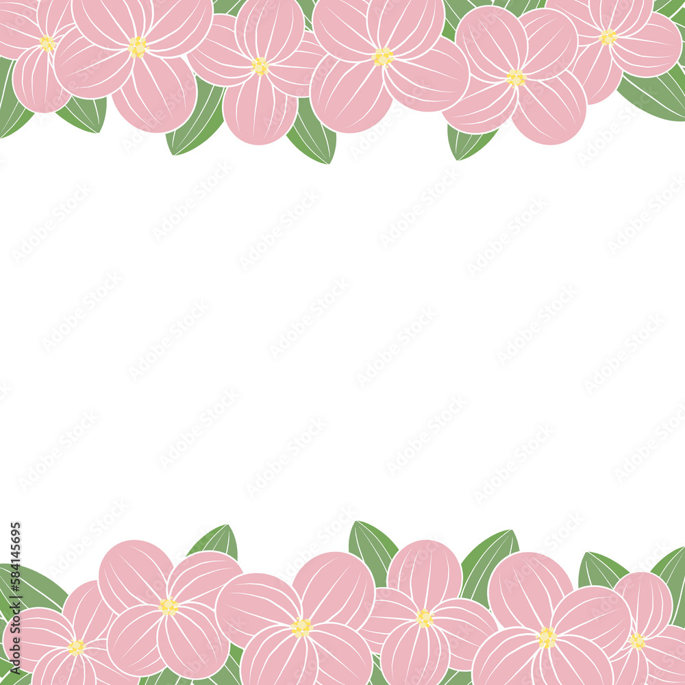 Fototapeta premium ピンクの花が可愛い春のフレーム背景イラスト