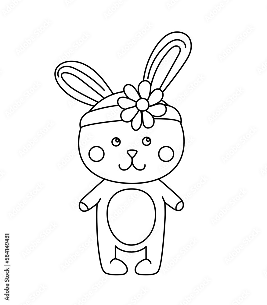 Bunny Doodle Coloring book with vector illustration for kids