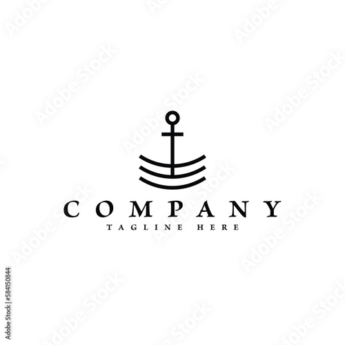 Fototapete simple anchor lines logo design