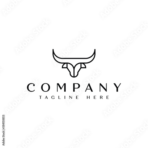 simple cow bull head lines logo design