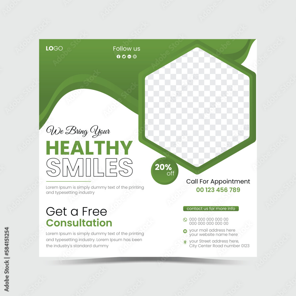 Corporate healthcare and medical square flyer or poster design layout