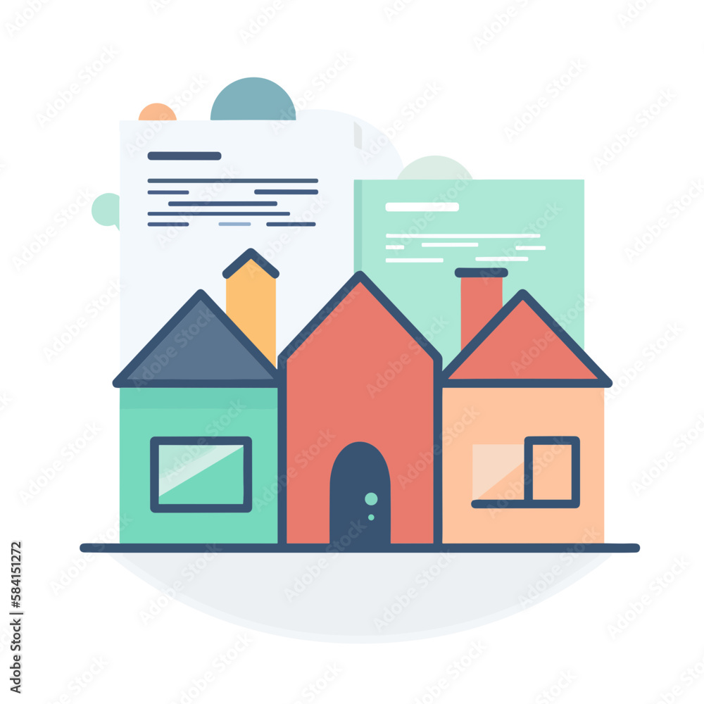 Home, real estate mortgage, rent, apartment sale. Vector illustration for mortgage, ownership, rent, investment concept. 